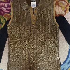 CHANEL Cruise Gold Sleeveless Top NWOT